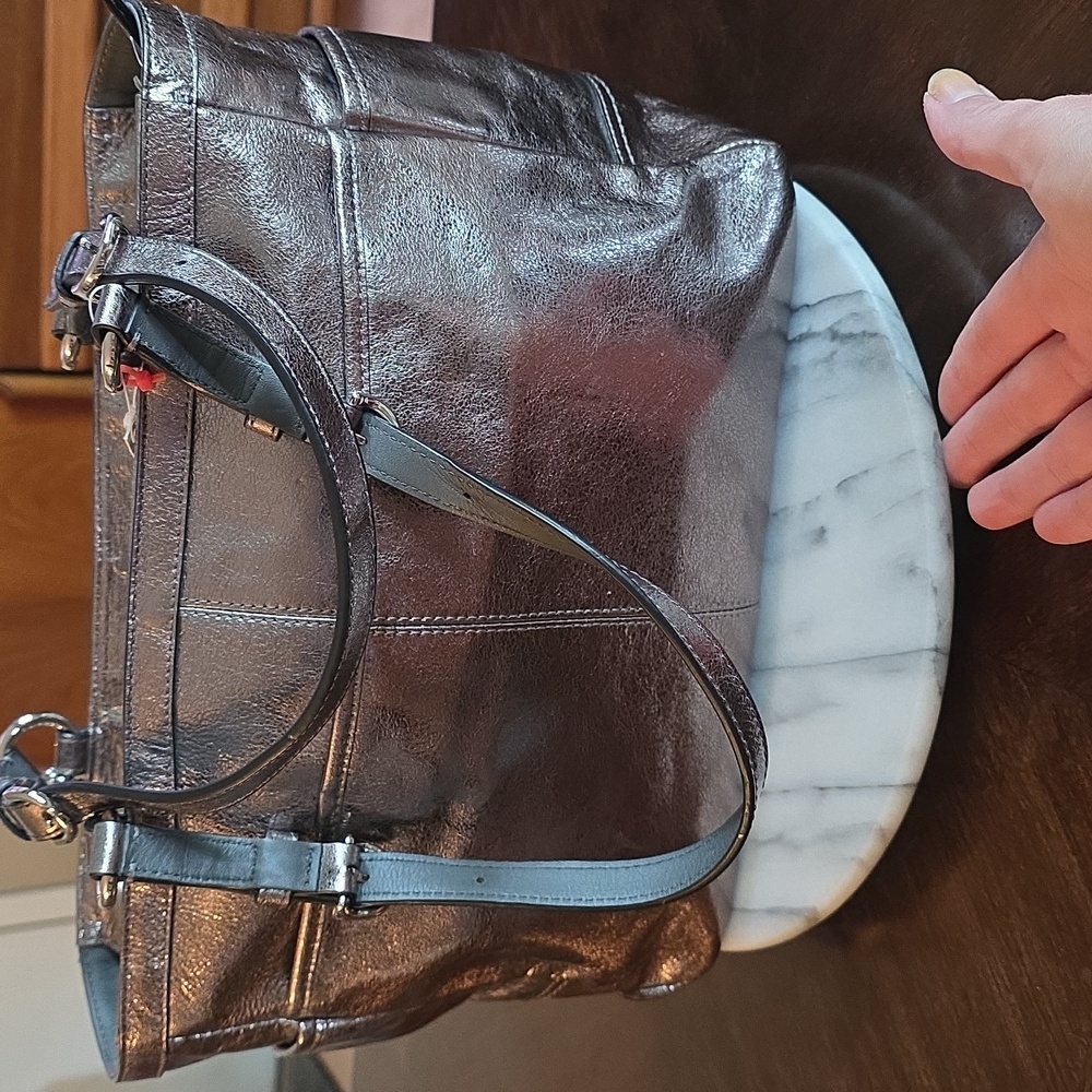 Coach Gunmetal Shimmering Metallic Tote! NWT ๐ 2011 - Picture 3 of 17